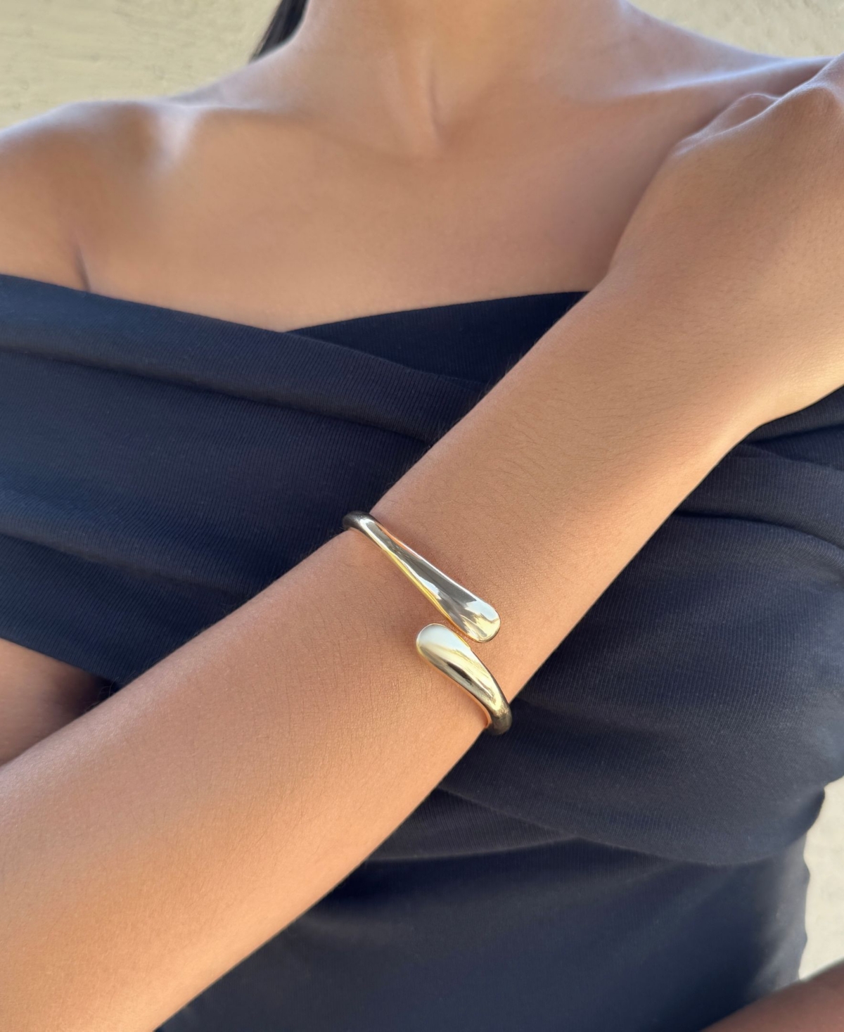 Adornia Gold Overlapping Bands Cuff Bracelet