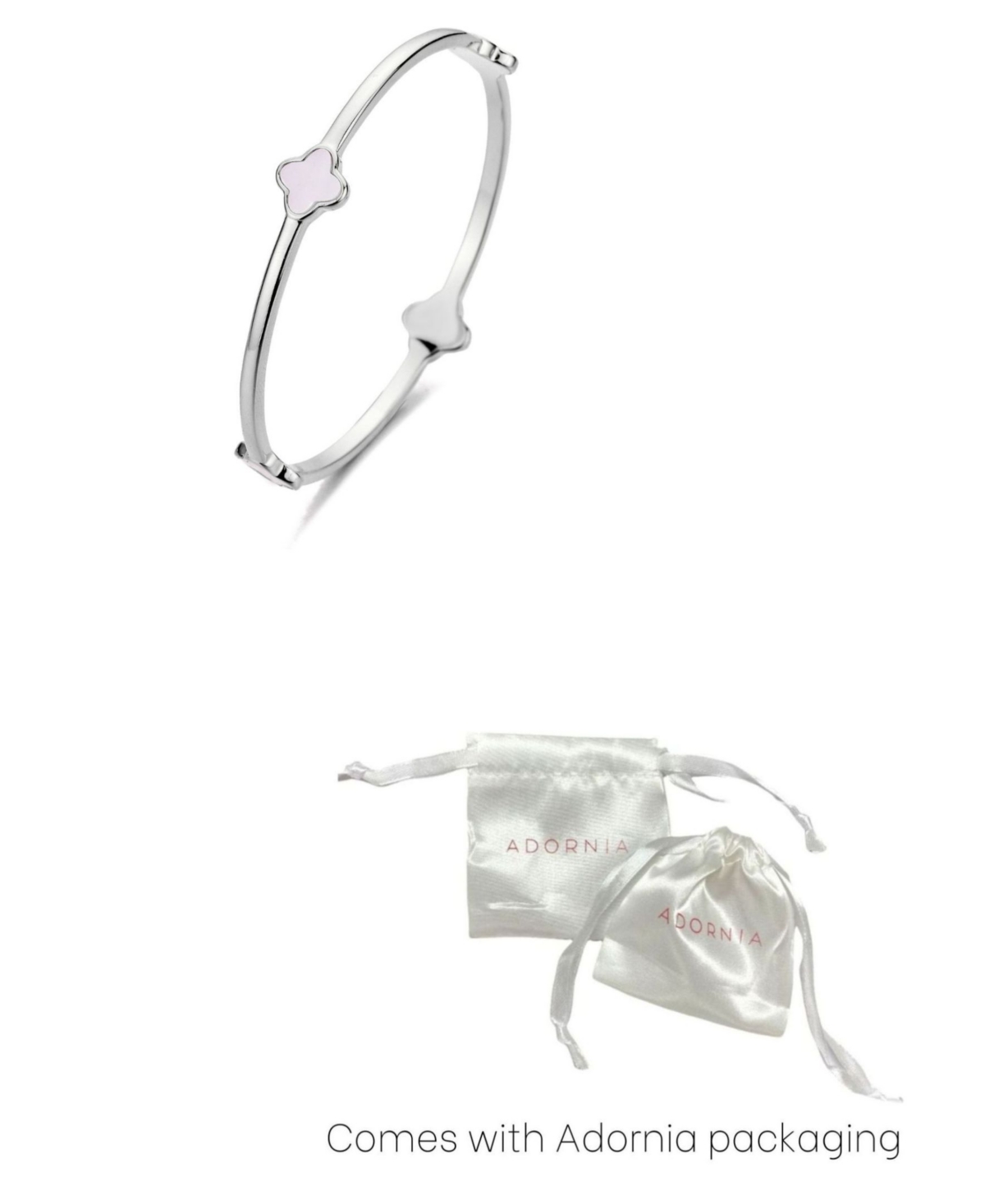 Adornia Silver Mother of Pearl Clover Bangle Bracelet