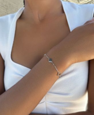 Silver Clover Station Bracelet