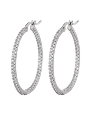 Silver CZ Infinity Hoop Earrings