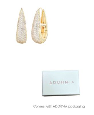 Gold CZ Secure Hinge Hoop Earrings