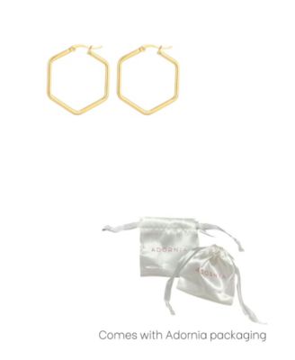 Tarnish Resistant Gold Hexagon Hoop Earrings