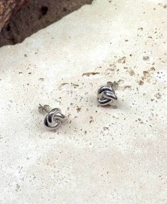 Silver Chubby Knot Stud Earrings