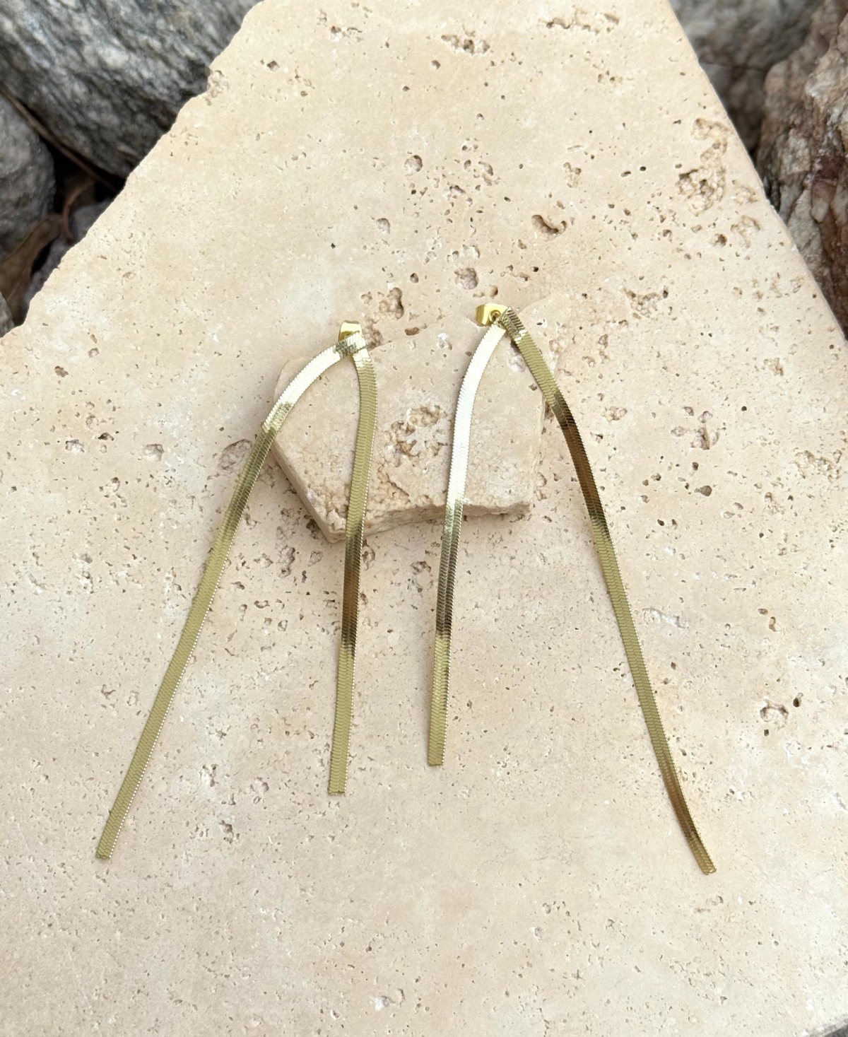 Adornia Gold Herringbone Drop Earrings