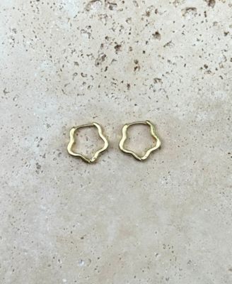 Gold Flower Shaped Hoop Earrings