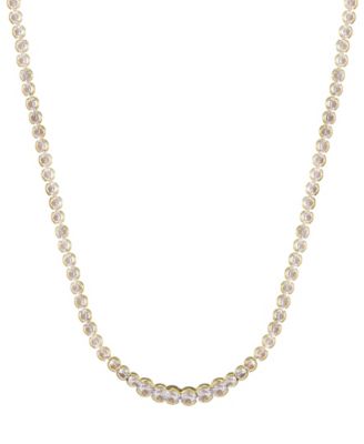 Gold Crystal Bezeled Tennis Necklace
