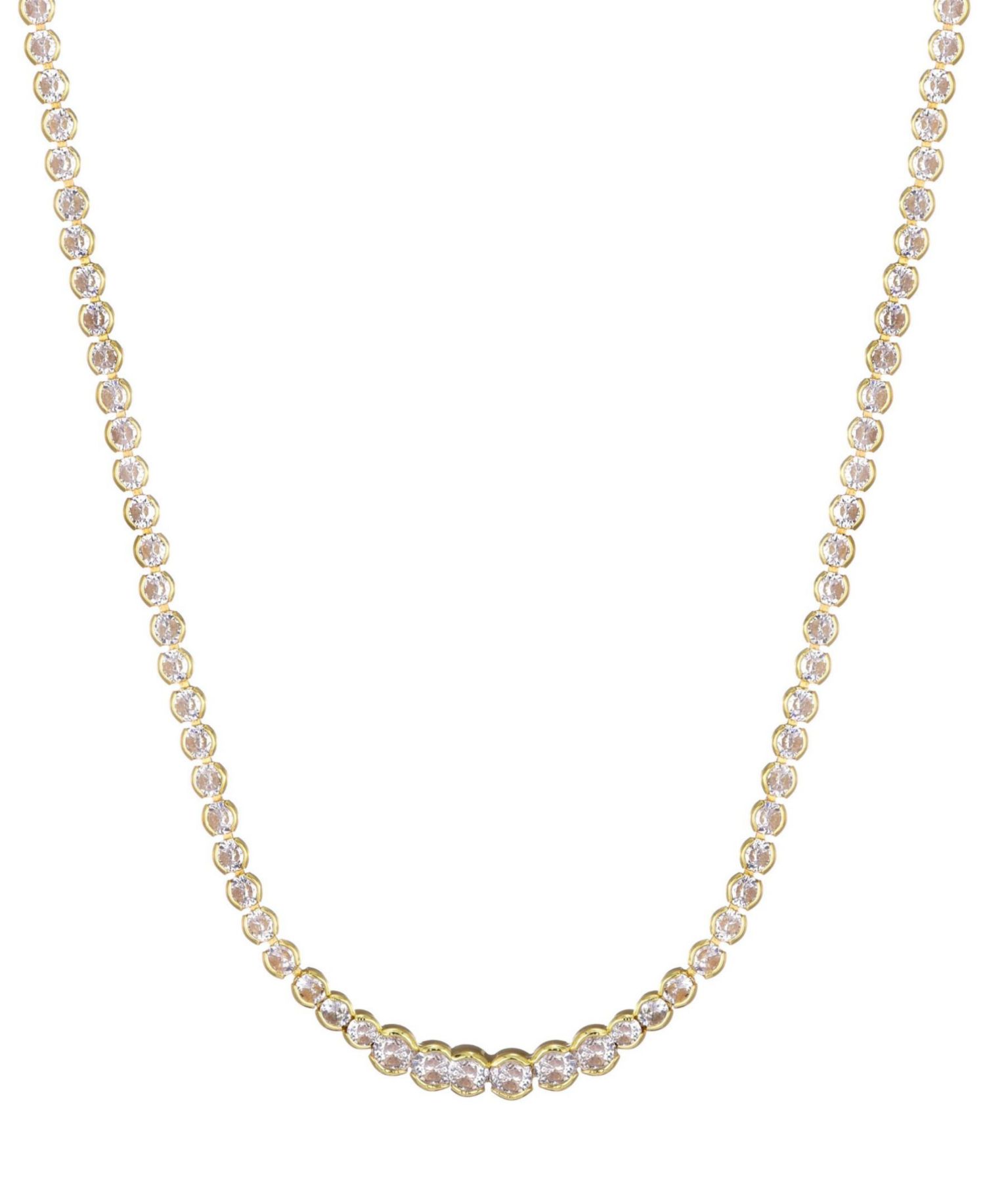 Gold Crystal Bezeled Tennis Necklace