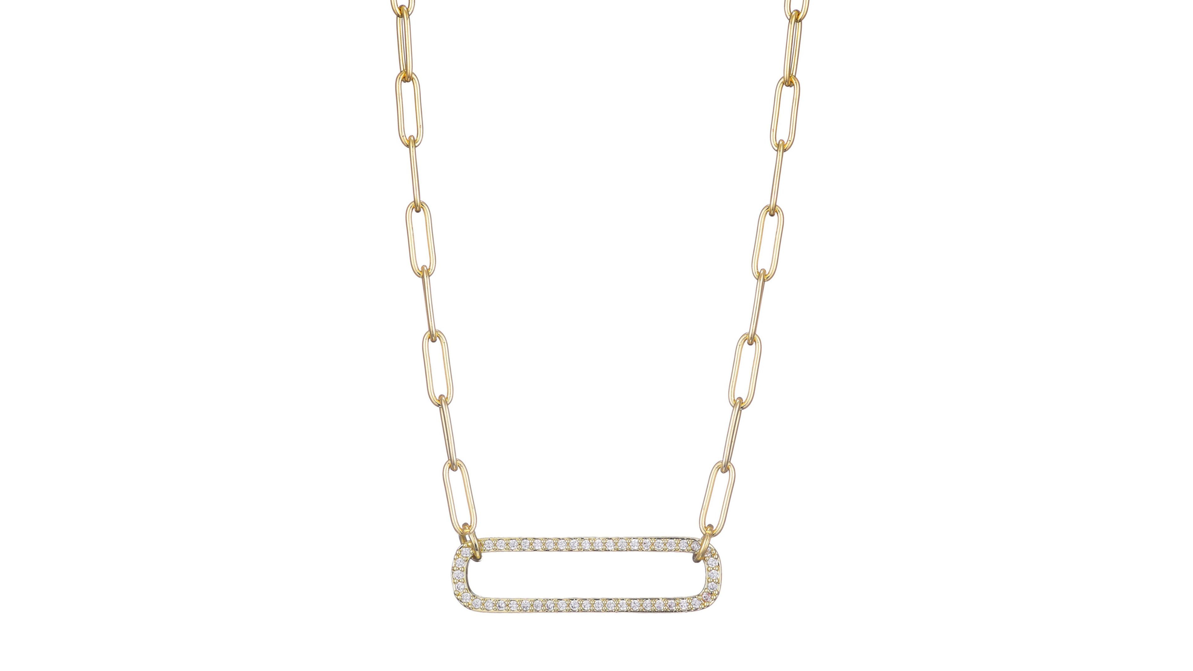 Adornia Gold Cz Rounded Rectangle Pendant Necklace