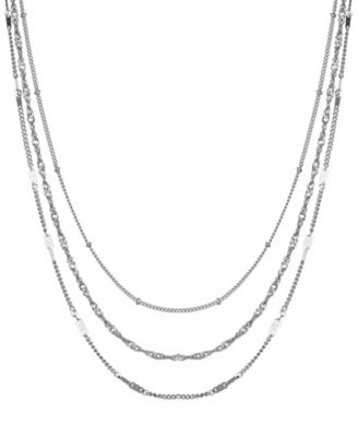 Silver 3-Chain Necklace Set