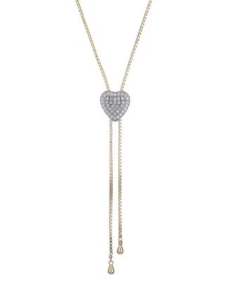 Gold CZ Heart Bolo Necklace