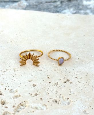 Tarnish Resistant Gold Opal Sunrise Ring Set