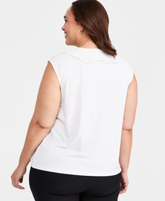 Plus Size Mixed-Media Ruffle Top  