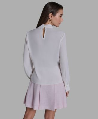 Women's Long-Sleeve Tie-Neck Blouse