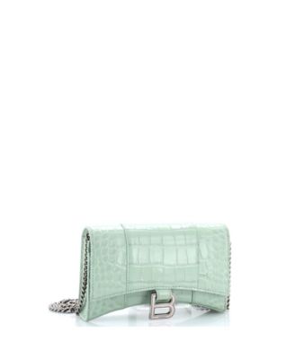 Hourglass Chain Wallet Embossed Leather