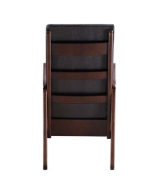 Dark Brown and Espresso Contemporary Rocking Chair with Armrest Removable Foam Cushions Faux Leather Upholstery