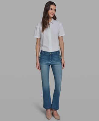 Petite Mid Rise Denim Pants
