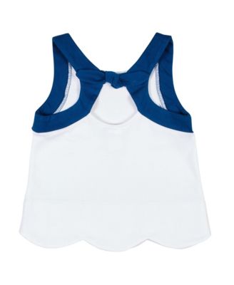 Little Girls Knit Top With Scallop Hem And Flowers