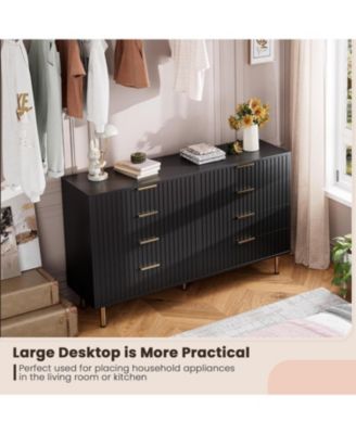 8 Drawer Dresser for Bedroom, Fluted Dresser with Large Drawers and Sturdy Legs Support, Dressers & Chests of Drawers for Bedroom