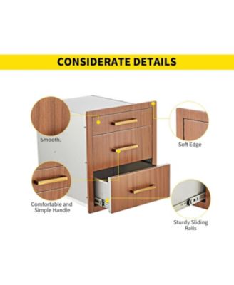 Outdoor Kitchen Drawers 17" W x 20" H x 20" D, Flush Mount Triple BBQ Drawers with Stainless Steel Handle for Outdoor Kitchens, BBQ Island