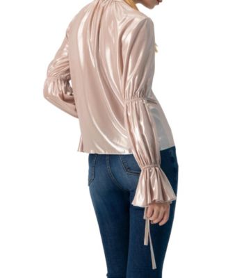 Women's Straight Metallic Sheer Blouse