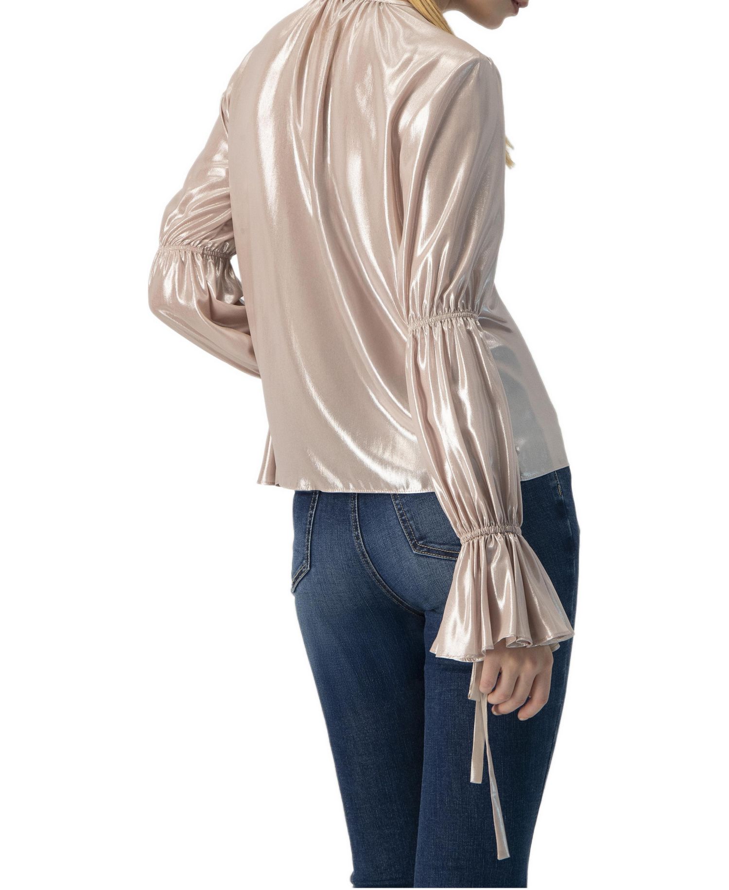 Women's Straight Metallic Sheer Blouse