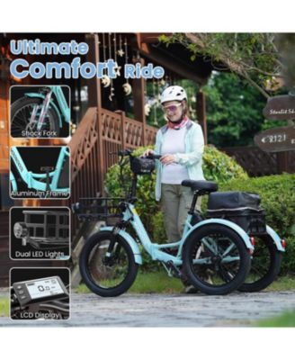 TK1 500W Folding Electric Tricycle for Adults, 20" x 3.0" Wheel