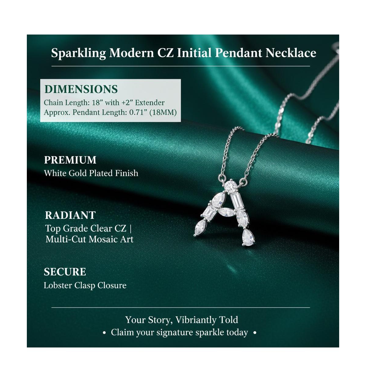 Genevive Brilliant Plated Cubic Zirconia Initial Necklace