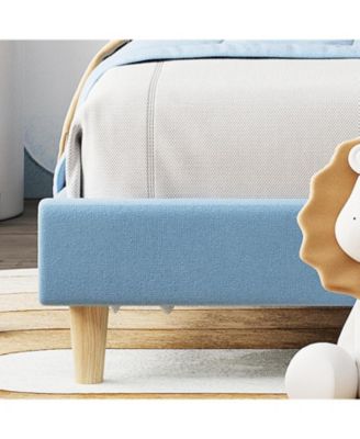 velvet upholstered design with an adjustable headboard and sturdy wood slat support is offered as a platform bed frame