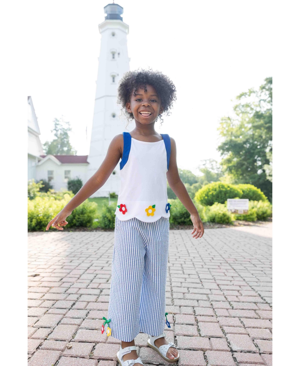 Florence Eiseman Toddler Girls Knit Top With Scallop Hem And Flowers