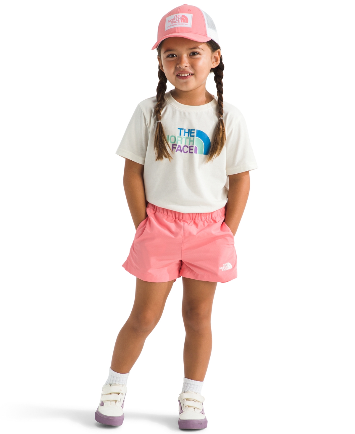 The North Face Toddler Girls' 2T-7 Coral Crush Logo Weather Phantom Print Class V Shorts