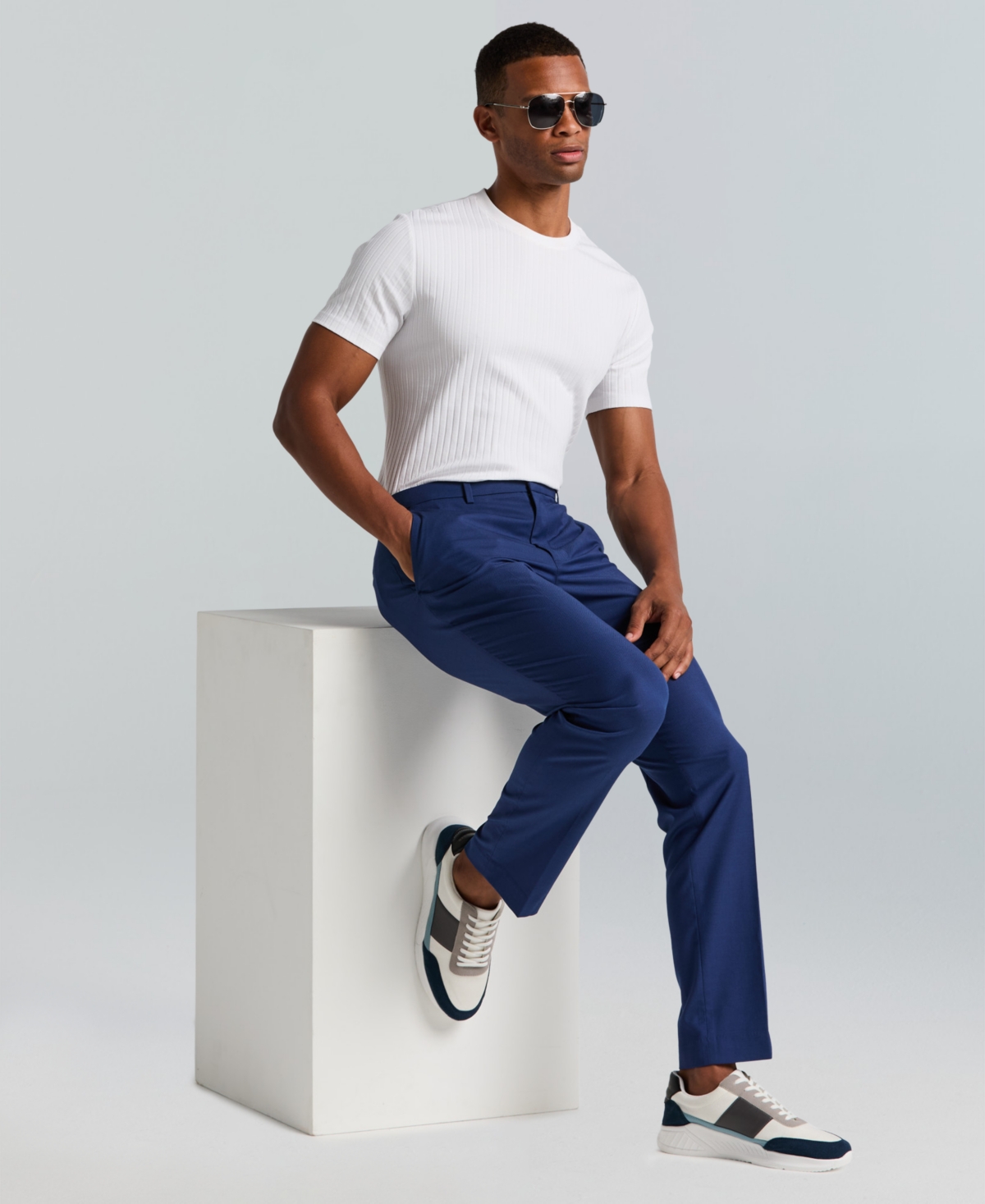 Perry Ellis Portfolio Men's Slim-Fit Flat Front Dress Pants