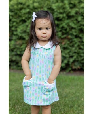 Little Girl Printed Knit Tulip Pocket Dress