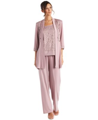 Petite Round Neck Top, Jacket & Pants, 3-Piece Set