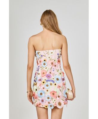 Women's Floral Embroidered Mini Dress