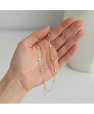 Classic Bezel Set Cubic Zirconia Chain Station Necklace