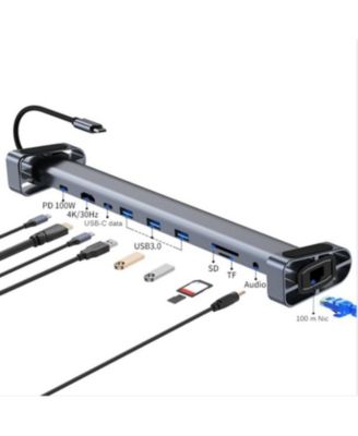 10-in-1 USB-C Hub with 100W PD 2.0 Charging & 4K HDMI Port, Foldable Laptop Stand Docking Station for Office & Home Use