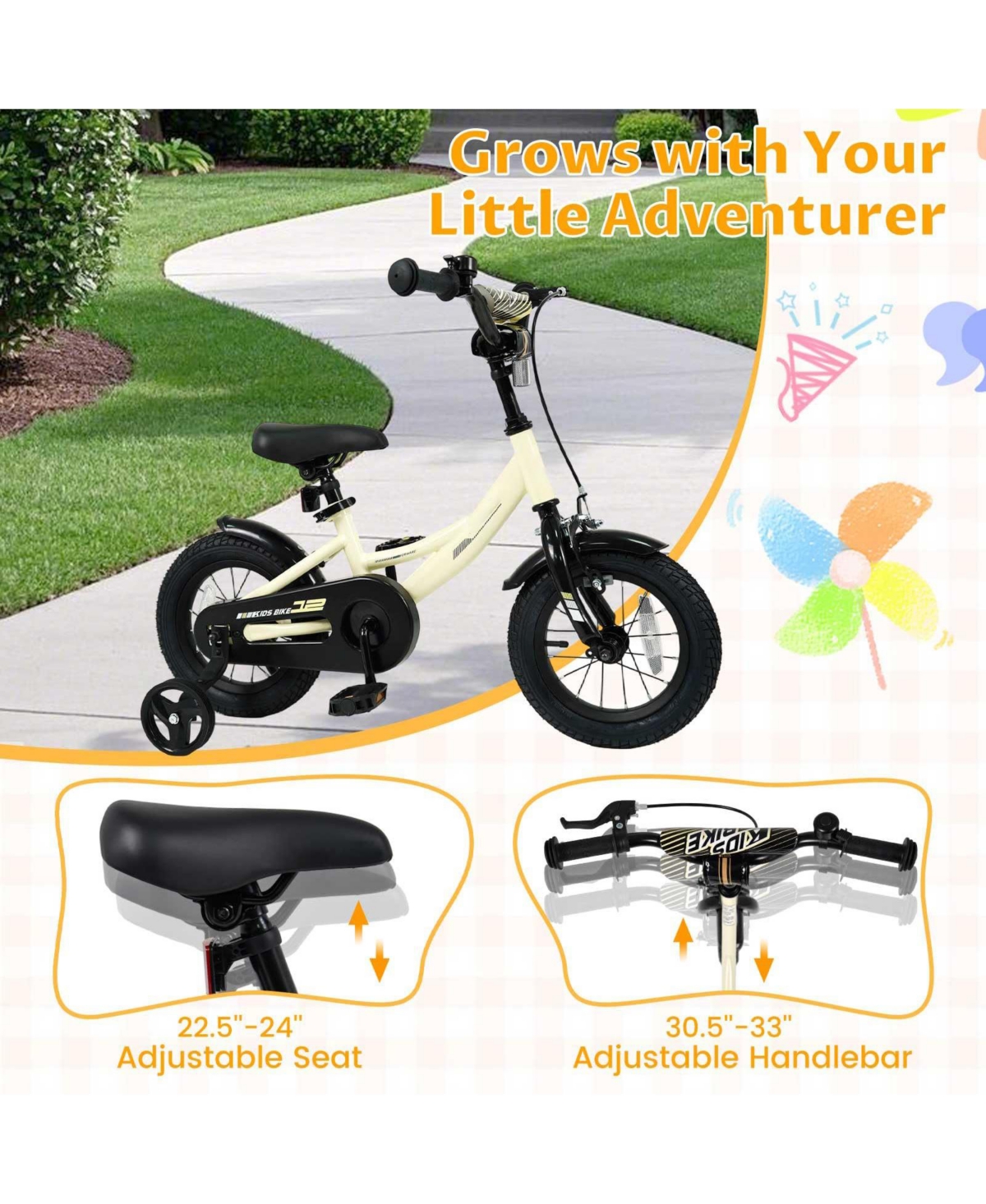 Mecale Kids Bike Sport Bicycle with Removable Training Wheels