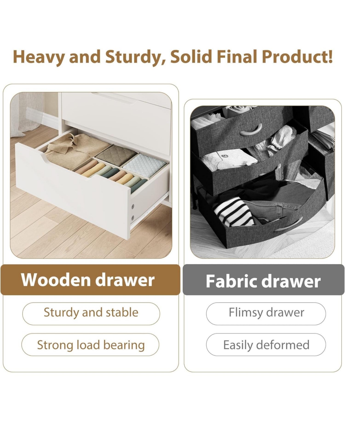 gaomon 4 Drawer Wooden Freestanding Tall Storage Dresser, 41.5 Inch Vertical Drawer Cabinet