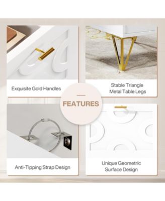 Computer Desk 59", Home Office Desk with 4 File Drawers, Writing Table Elegant