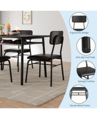 3-Piece Dining Table Set for 2 with Storage Rack, Wood Kitchen Table with Upholstered Chairs Set of 2