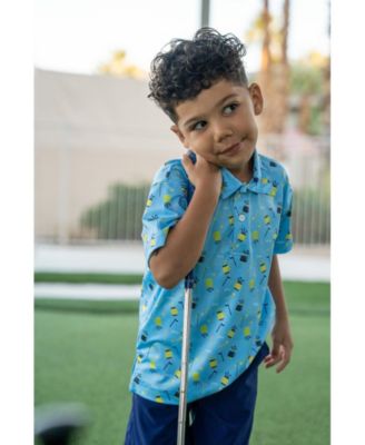 Toddler Boys Golf Print Performance Knit Polo