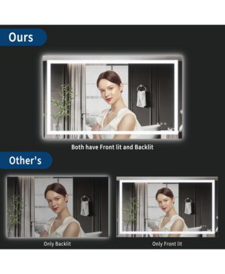 LED Bathroom Mirror with Front and Backlit Illumination, Dimmable Smart Vanity Mirror with Anti-Fog Feature, Memory Function