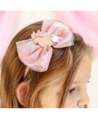 Little and Big Girls Honey Bunny Easter Tulle Bow Headband