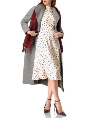 Women's Polka Dot Midi Dress with Belt