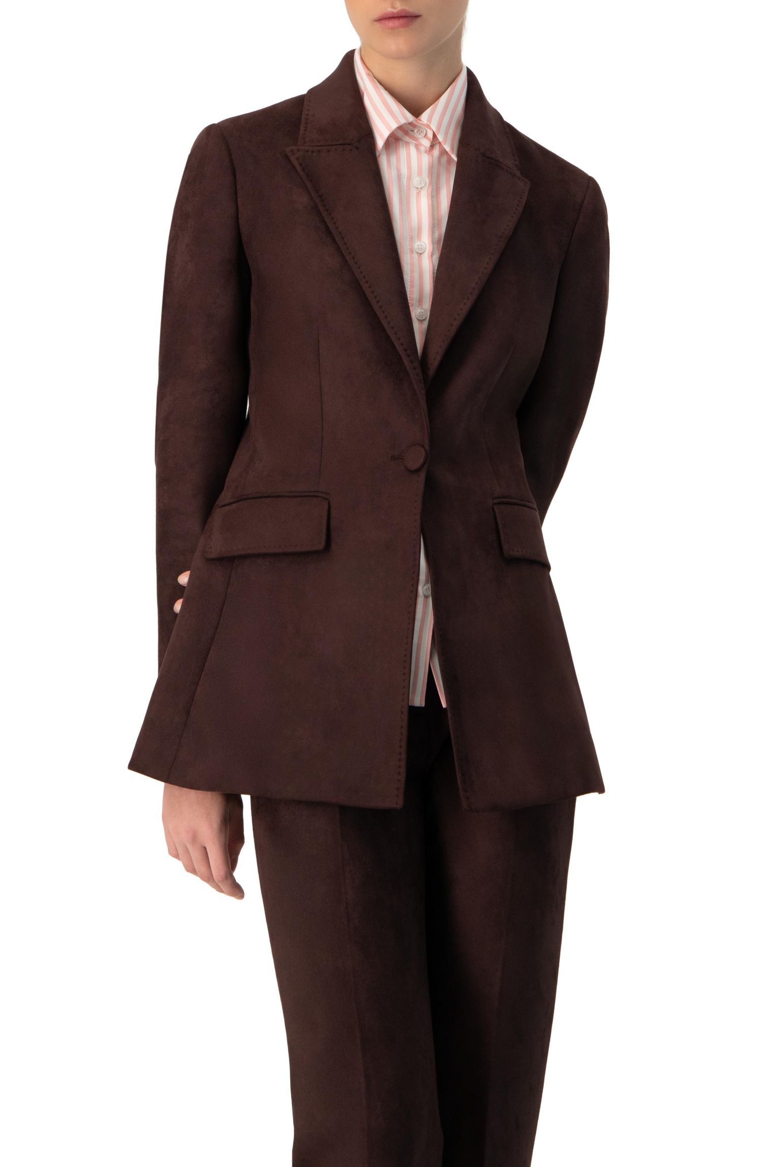Women's Single-Breasted Faux-Suede Blazer