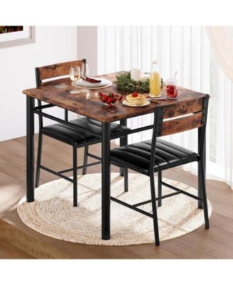 29.1" W Dining Table Set for 2, Small Kitchen Table with Upholstered Chairs