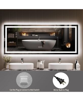 LED Bathroom Mirror 60 24, Dimmable Front & Back Lights, Anti-Fog, Shatter-Proof, Memory, 3X Magnifier Bathroom Vanity Mirror for Wall