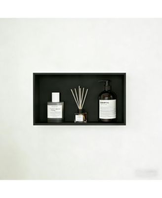 Modern Matte Black Stainless Steel Shower Niche - 24" x 12" Recessed Wall Shelf - Installs Without Tile