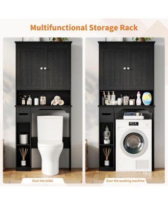 Over The Toilet Storage Cabinet, Bathroom Organizer, Space-Saving Farmhouse Toilet Shelf with Paper Holder