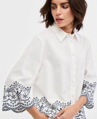 Women's Embroidered Button-Front Shirt